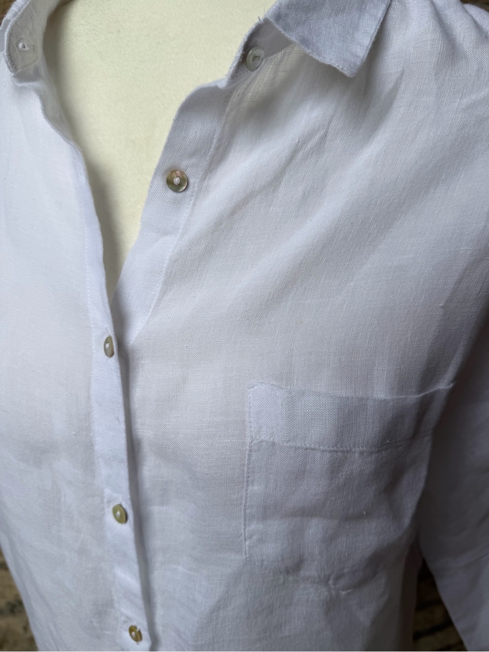 120 Lino Relaxed Fit Shirt with Pocket Women’s XXS/38 100% Linen - Picture 8 of 10